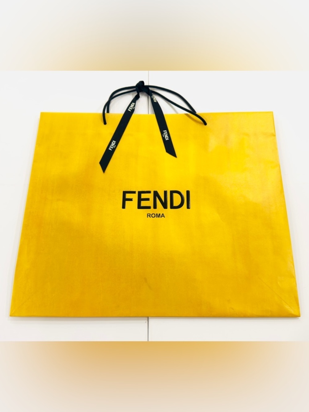 FENDI Roma Reusable Paper Shopping Gift Bag Yellow Size 22”x 18.5”x 6” Inches